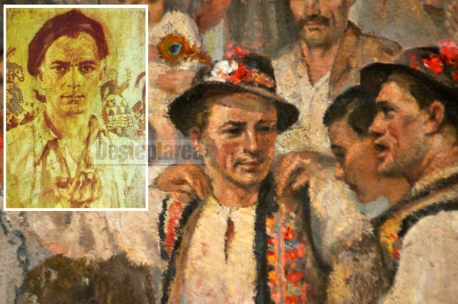 Nicu Enea, dansator. In medalion, un autoportret.