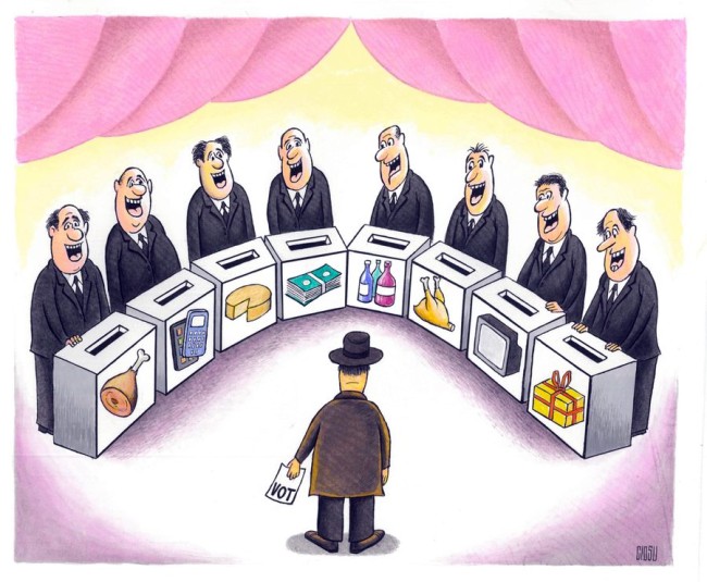 „VOT - caricatura cu care a câstigat Constantin Ciosu Marele Premiu la Festivalul Umorului de la Vaslui – 2014”