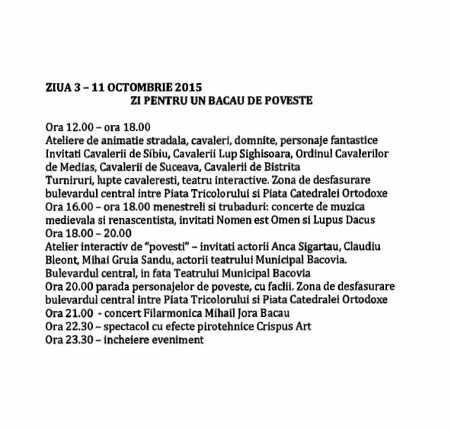 Programul Zilelor Bacaului  2