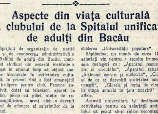 Viața culturală a Spitalului unificat de adulți din Bacău, reflectată în „Steagul Roșu”