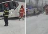 Autocar cu 26 de turiști din Republica Moldova, ajuns în șanț la Onești din cauza ninsorii abundente