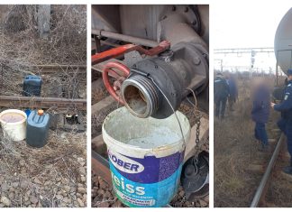Doi bărbați, prinși în flagrant de jandarmi în timp ce sustrăgeau combustibil dintr-un tren