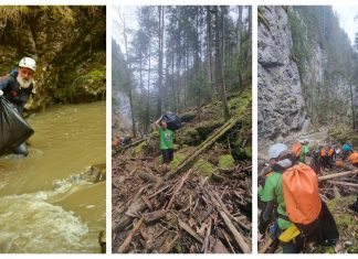 Voluntari de la Alpin Club Bacău au ecologizat Cheile Bicăjelului în condiții dificile