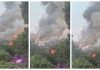 Incendiu puternic pe strada Letea din Bacău. O clădire a fost cuprinsă de flăcări, iar fumul se vede din tot orașul