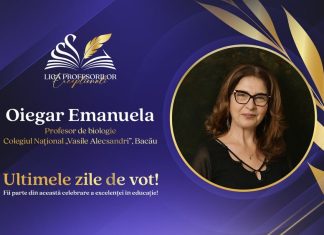Profesoara Emanuela Oiegar, din Bacău, în top 3 național la „Liga Profesorilor Excepționali”