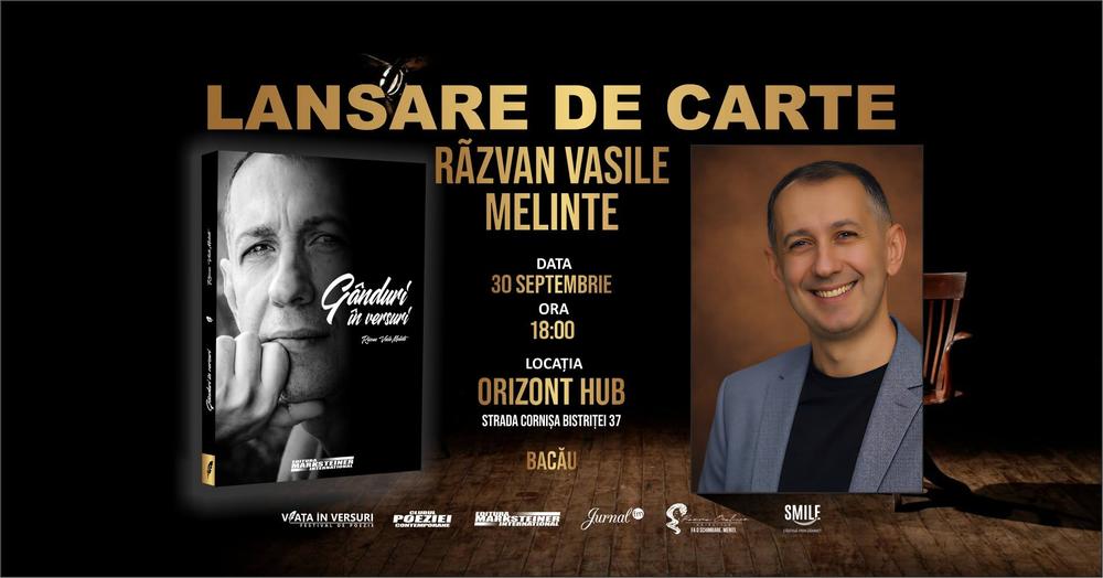 Lansare de carte la OrizontHub Bacău: poetul Răzvan Vasile Melinte își prezintă noul volum