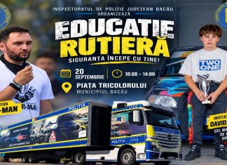 Eveniment dedicat educației rutiere, organizat pe 20 septembrie în Piața Tricolorului din Bacău